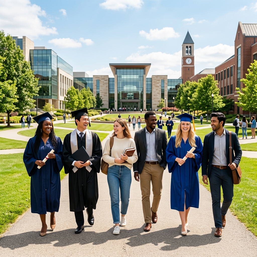 Diverse students on campus